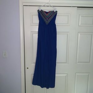 royal blue rainbow tribal detail jumpsuit